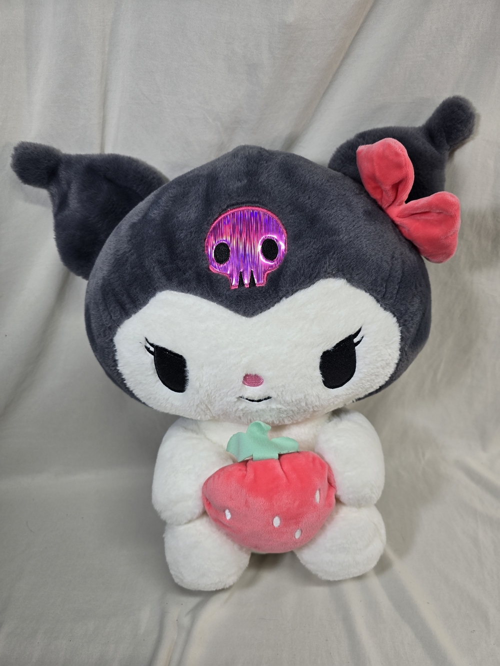 Sanrio Kuromi 16” Plush Strawberry Skull Pink Bow Stuffed Animal